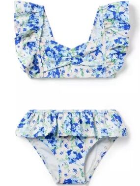 Janie and Jack Blue Floral Ruffle Two-Piece Swim Set